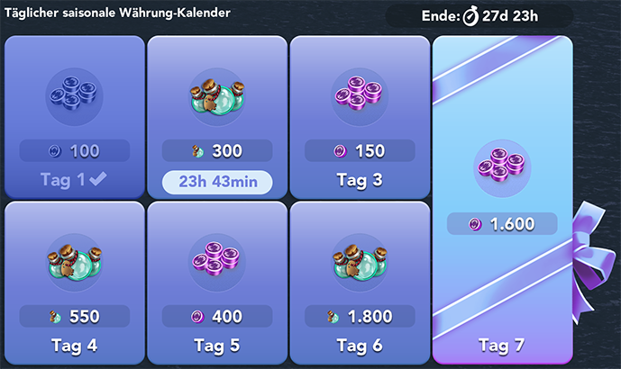 Täglicher saisonale währunds Kalender