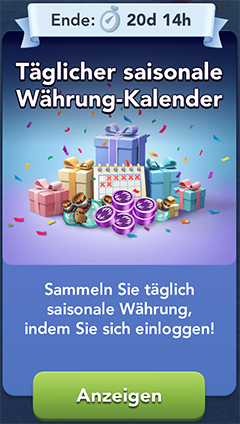 Täglicher saisonale Währung Kalender Start