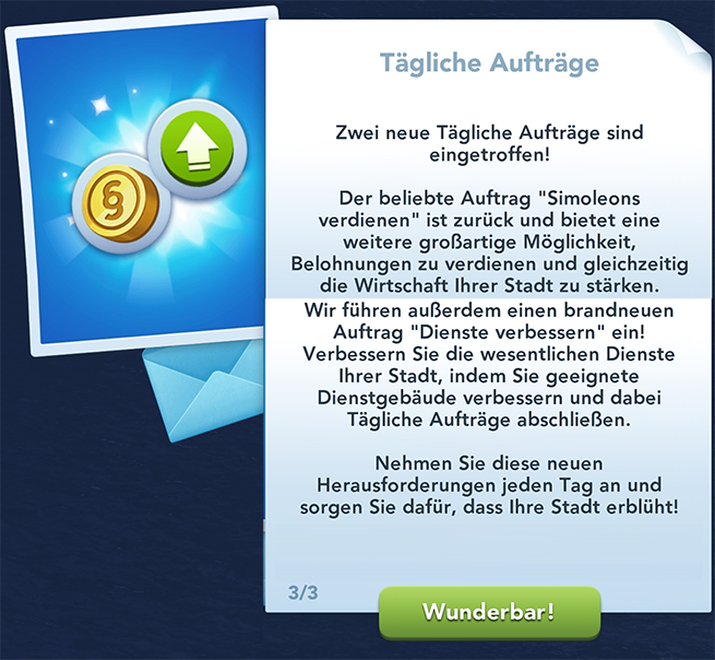 Tägliche Aufträge Info