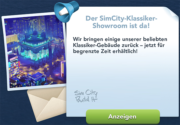Der SimCity Klassiker Showroom Info