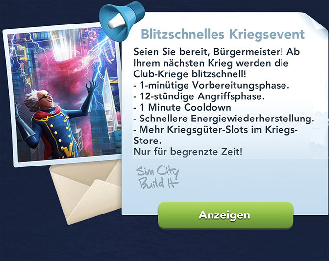 Blitzschnelles Kriegsevent Info