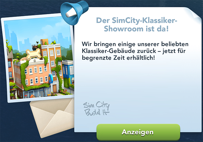Der SimCity Klassiker Showroom Info