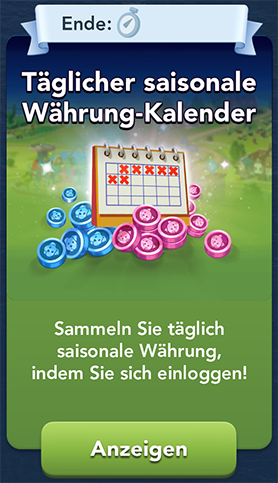 Täglicher saisonale Währung Kalender Start