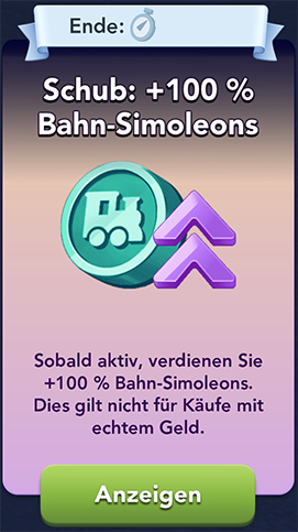 Schub+100 Bahn Simoleons Start