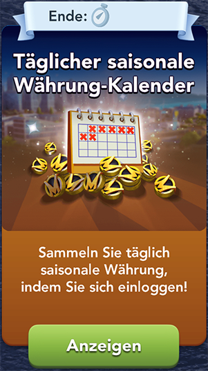 Täglicher saisonale Währung Kalender Start