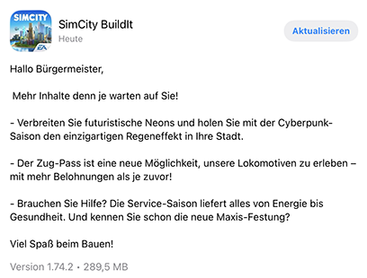 Neues Update Ver.1.74.2