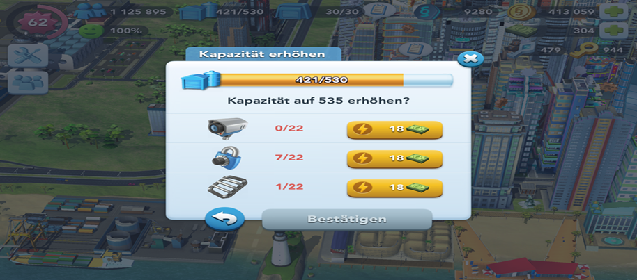 SimCity BuildIt Stadtlager erweitern