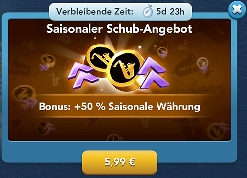 Saisonaler Schub Angebot Info