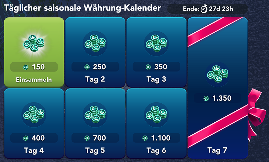 Täglicher saisonale Währung Kalender Info