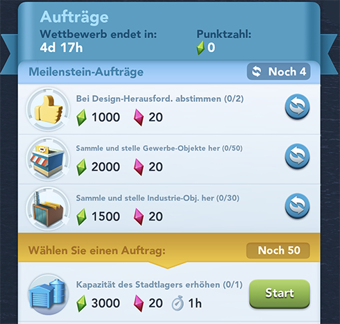Meilenstein Aufträge neu