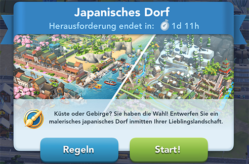 Japanische Dorf Herausforderunge Info